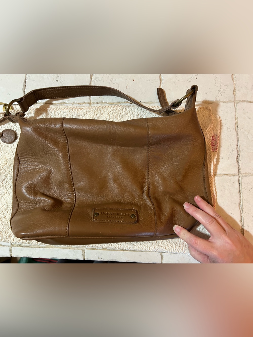 Lucky Brand Cognac Brown Leather Shoulder Bag